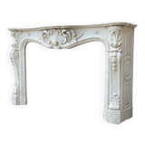 Remarkable Louis XV Style Fireplace, In Carrara Marble Circa 1880