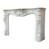 Remarkable Louis XV Style Fireplace, In Carrara Marble Circa 1880