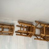 Rattan trundle table hexagonal top 70s