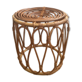 Vintage rattan pouf stool