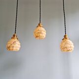 Art Deco suspension in marbled opaline with ouraline (4 available)