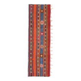 Tapis de couloir turc Oushak vintage fait main en laine et coton rouge