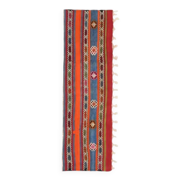 Vintage Turkish Oushak Handmade Wool Cotton Red Runner Rug 53x171