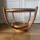Vintage rattan coffee table with smoked glass top