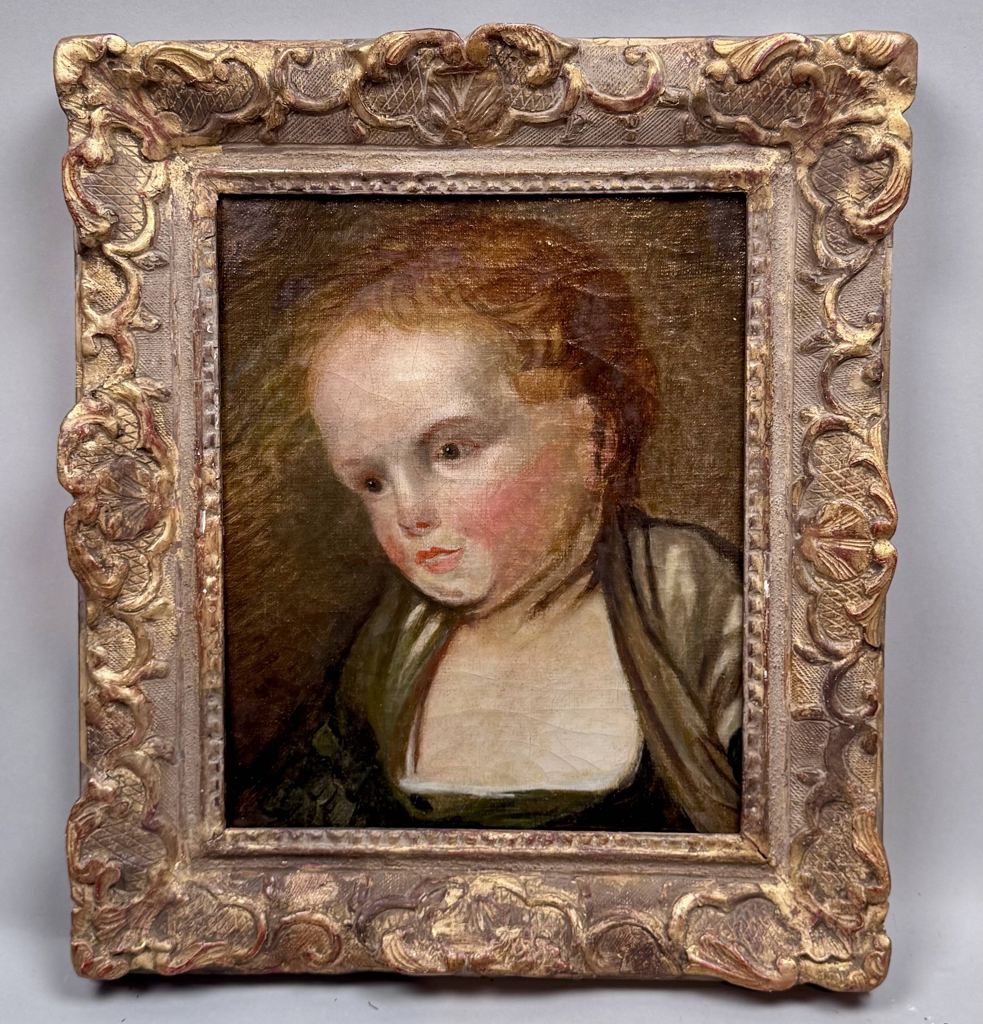 Portrait of a young girl from the 18th century.