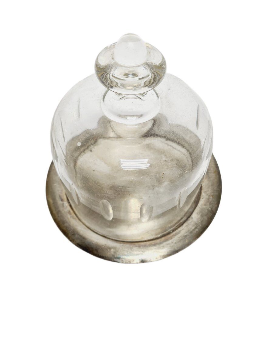 Art Nouveau bowl with crystal cake cover, Germany, 1920s, set of 2