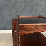 Rolling Cart in Rosewood with Black Formica Top, 1960s