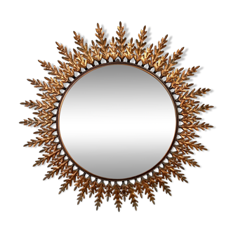 Vintage copper sunburst mirror, 1970s