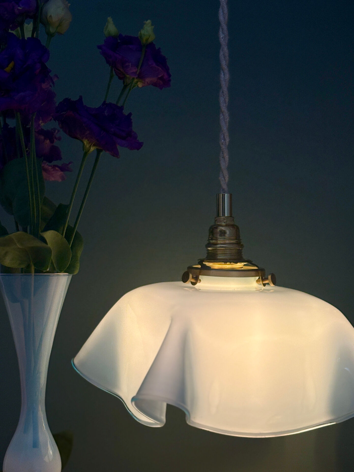 Vintage blue opaline pendant light