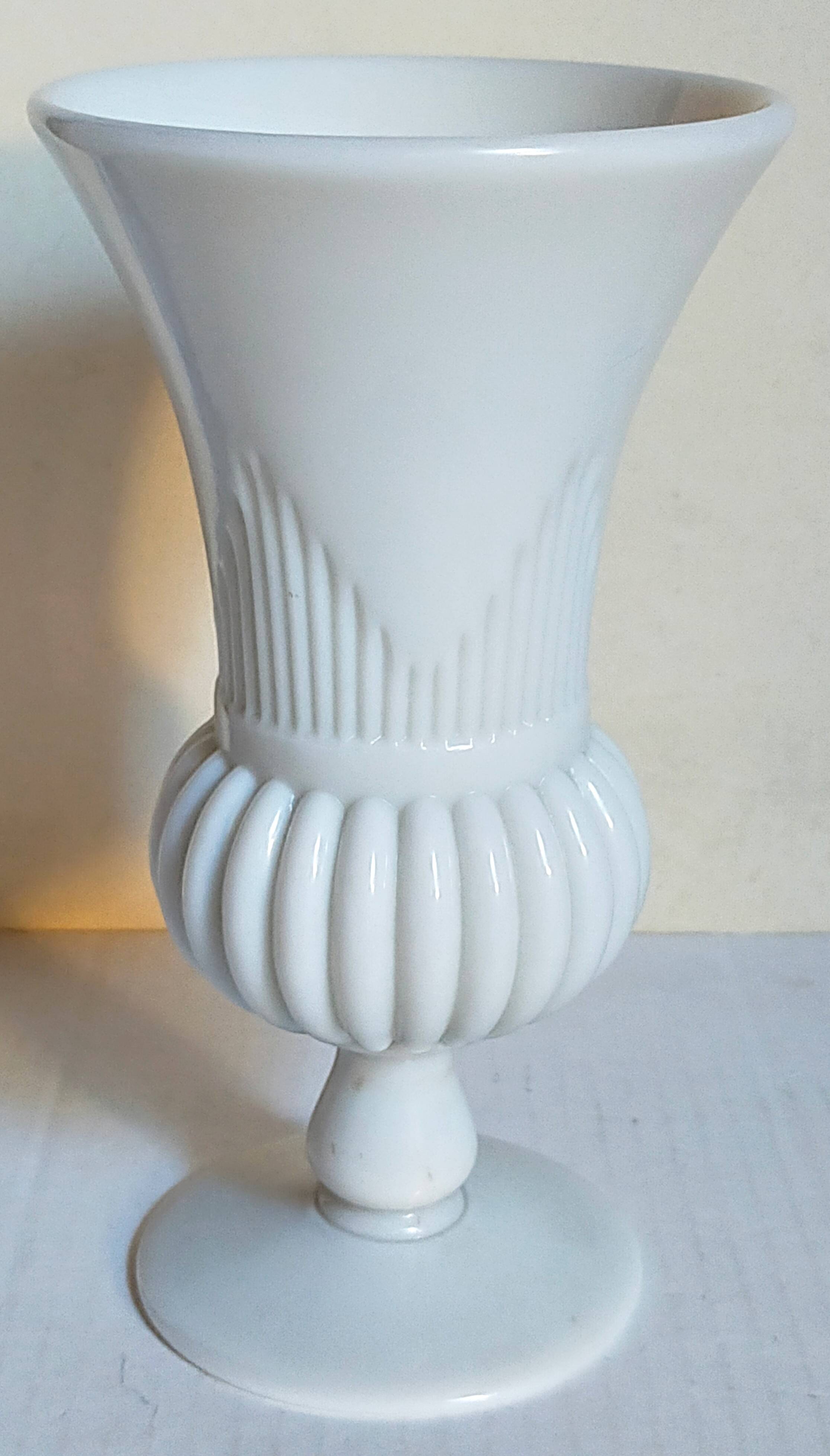 Antique milk glass baluster vase early 20th century