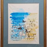 Hassan El Glaoui (1924-2018) - Watercolor on paper "Riders on the beach" - Signed