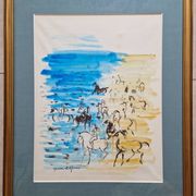Hassan El Glaoui (1924-2018) - Watercolor on paper "Riders on the beach" - Signed