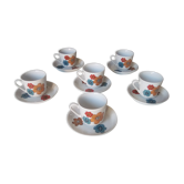 Set of 6 cups and porcelain under cups 70s