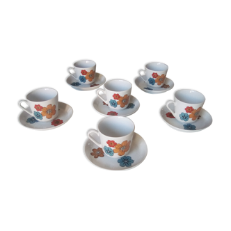 Set of 6 cups and porcelain under cups 70s