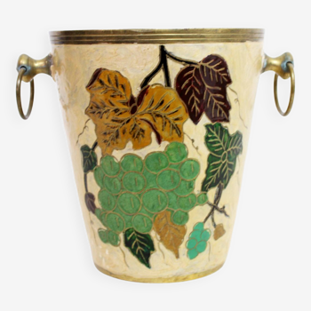 Brass ice bucket with cloisonné enamel decoration