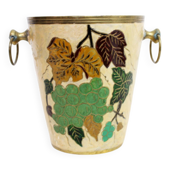 Brass ice bucket with cloisonné enamel decoration