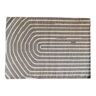 Tapis en laine fait main, rayé, géométrie, brun clair et beige, laine, Dhurrie, 90x61 cm