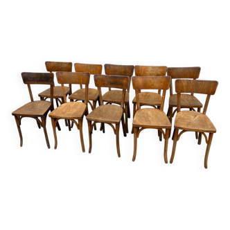Set of 10 Baumann bistro chairs