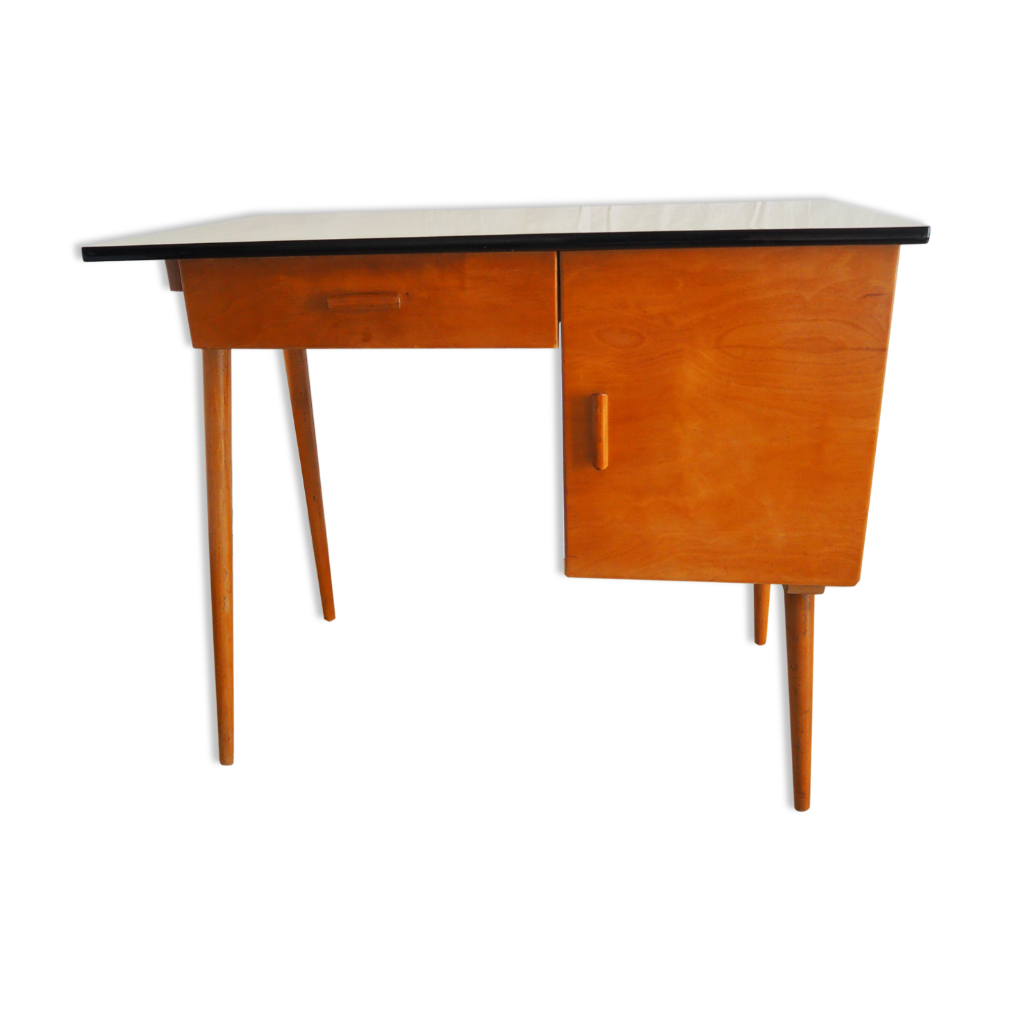 Bureau en bois plateau formica des années 60