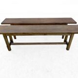 Farm table set and its 2 benches