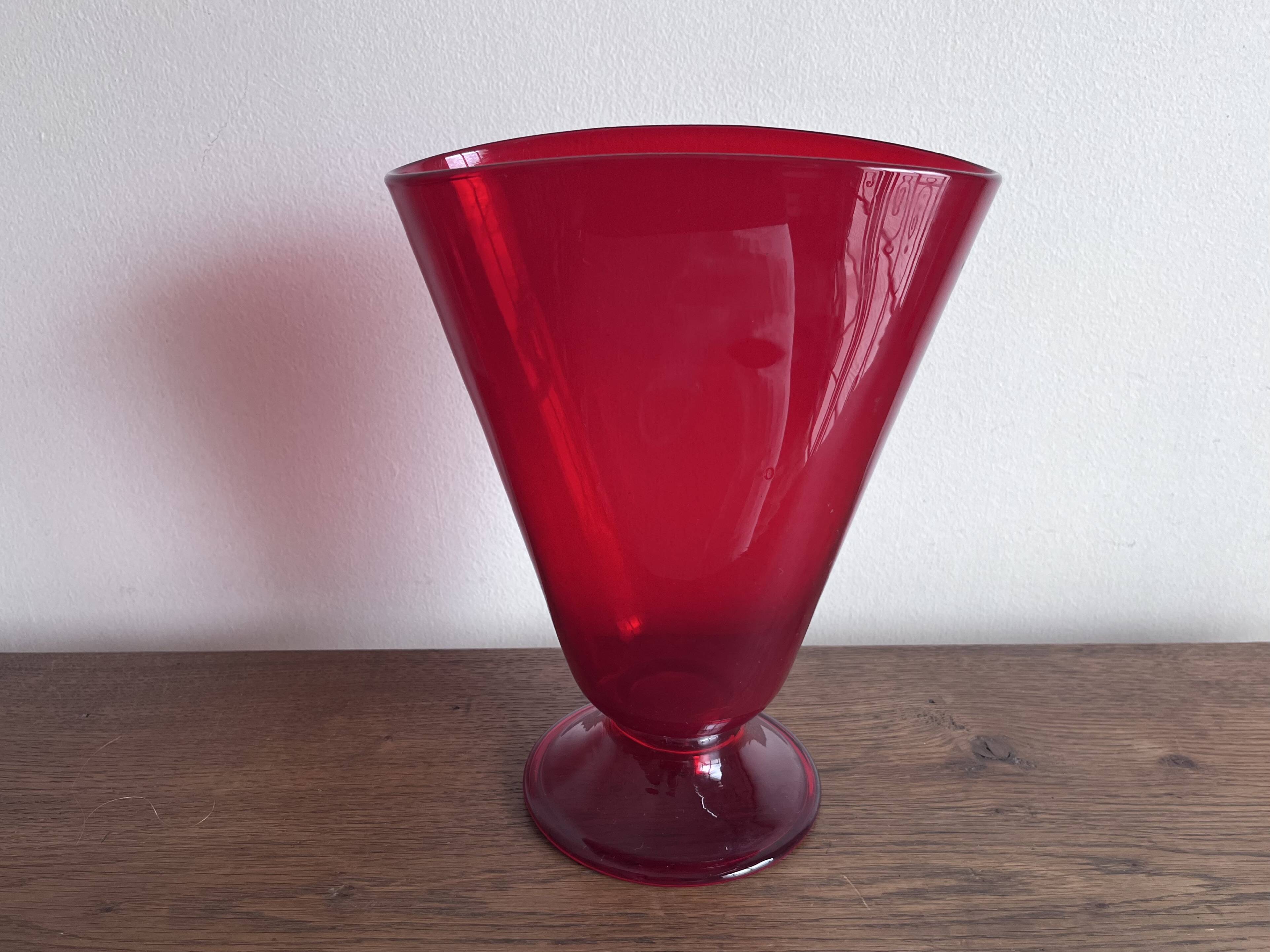 Vase éventail Empoli rouge 1950 XL