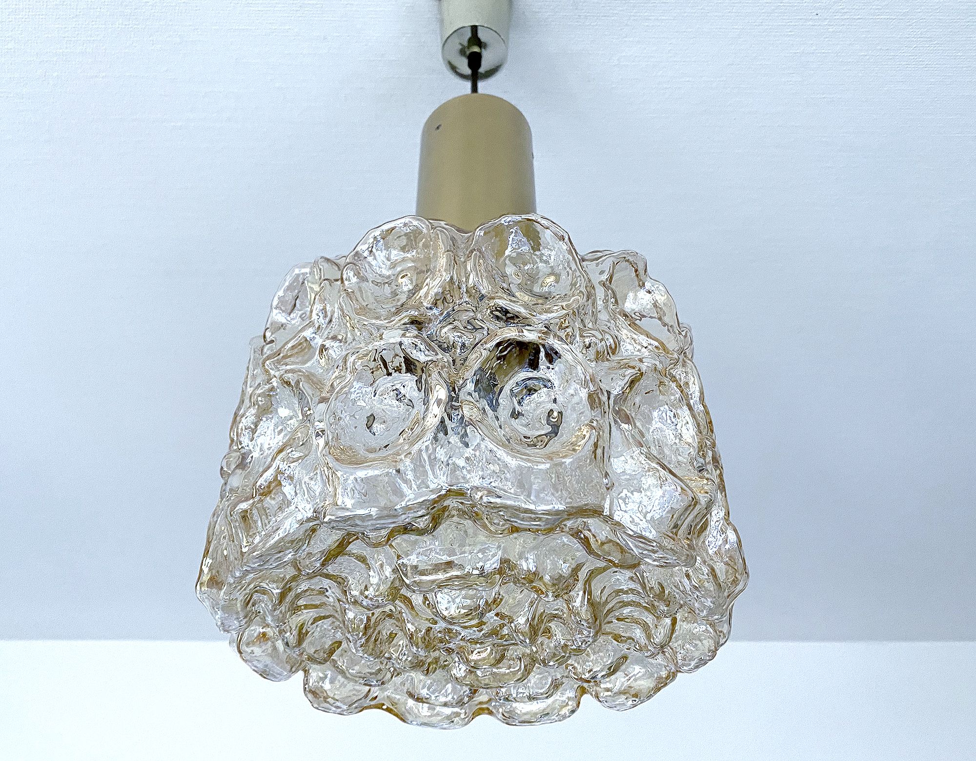 Vintage Pendant Lamp Limburg, Brass & Glass, 70s