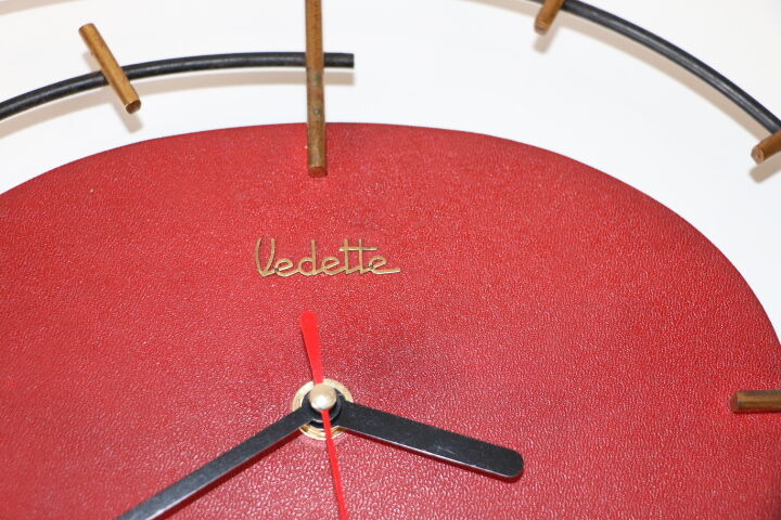 Wall clock vedette steel brass red