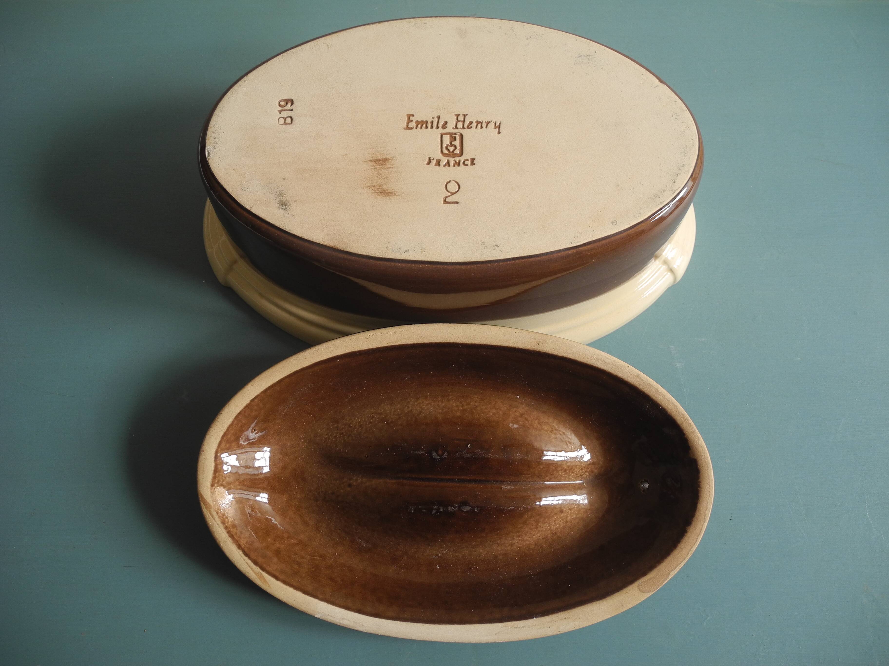 Old Emile Henry terrine dish vintage French earthenware dish