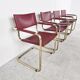 Red leather bauhaus design dining chairs - 1980