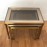 Tables gigognes laiton et verre