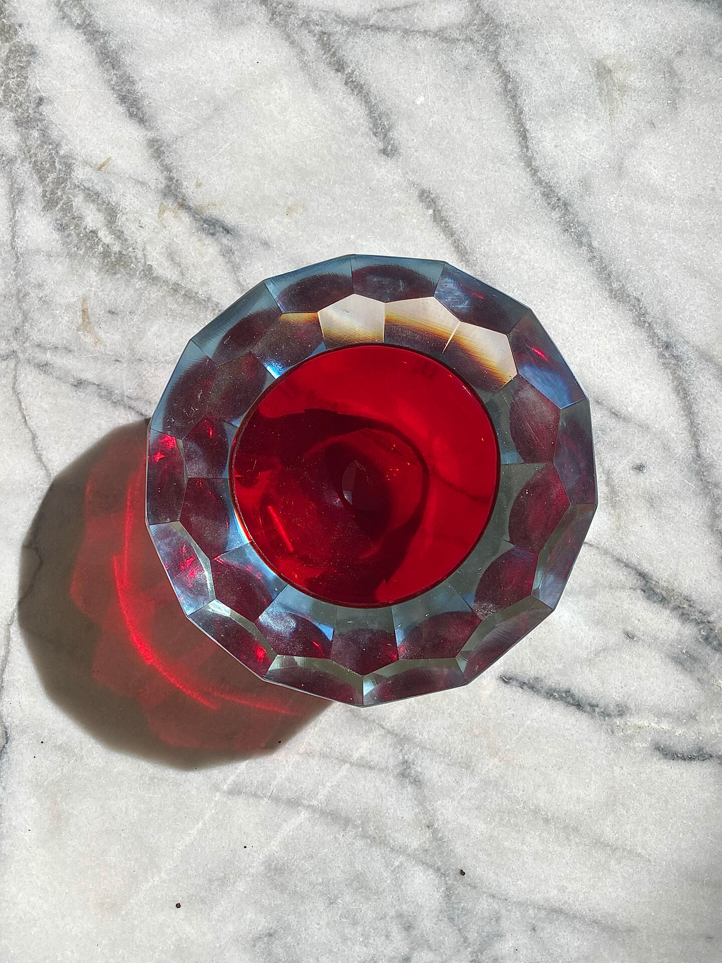 Murano glass geode faceted bowl