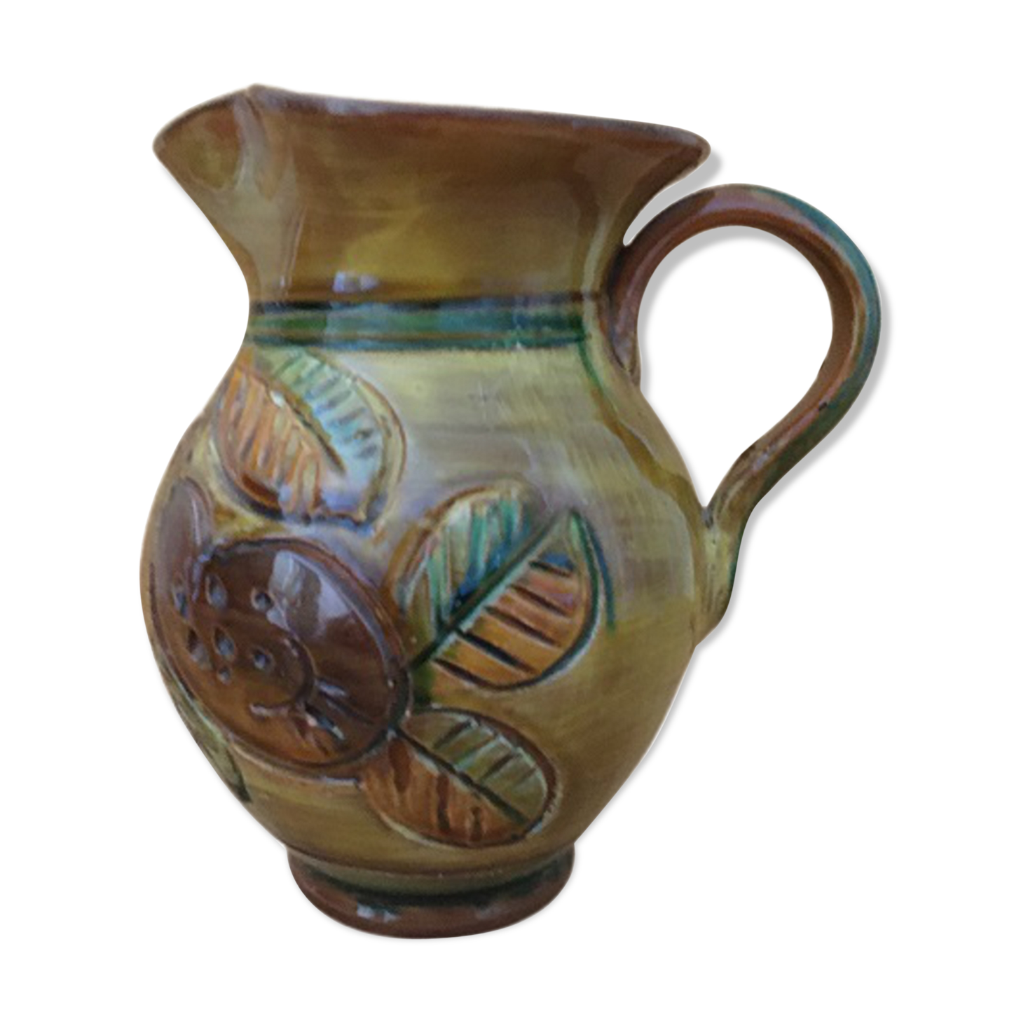 Vintage Pitcher Vase In The Colors of Autumn Ceramic