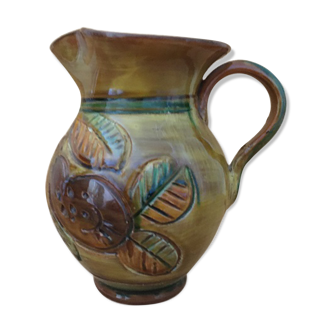Vintage Pitcher Vase In The Colors of Autumn Ceramic