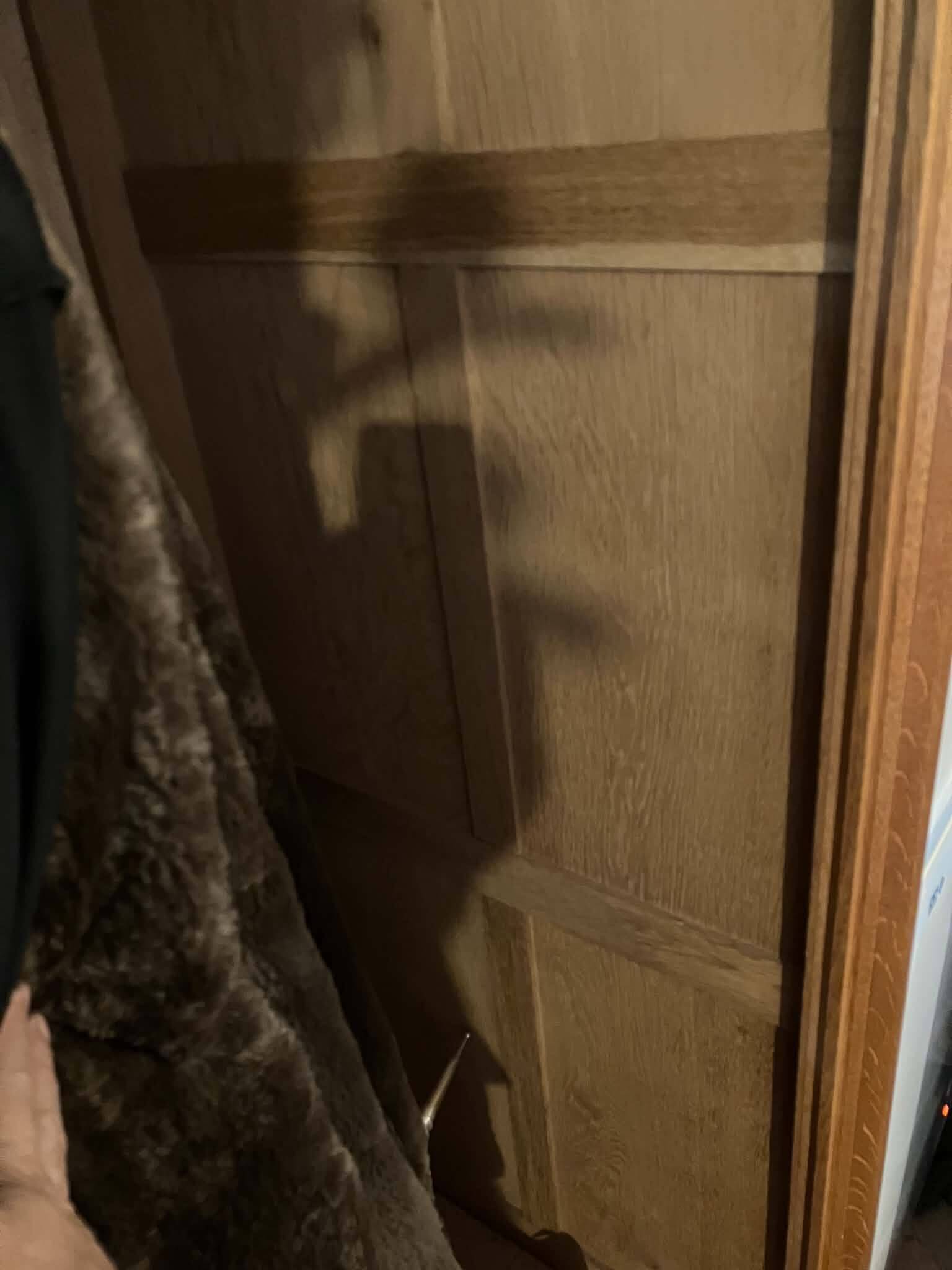 Vintage wooden wardrobe with sliding doors