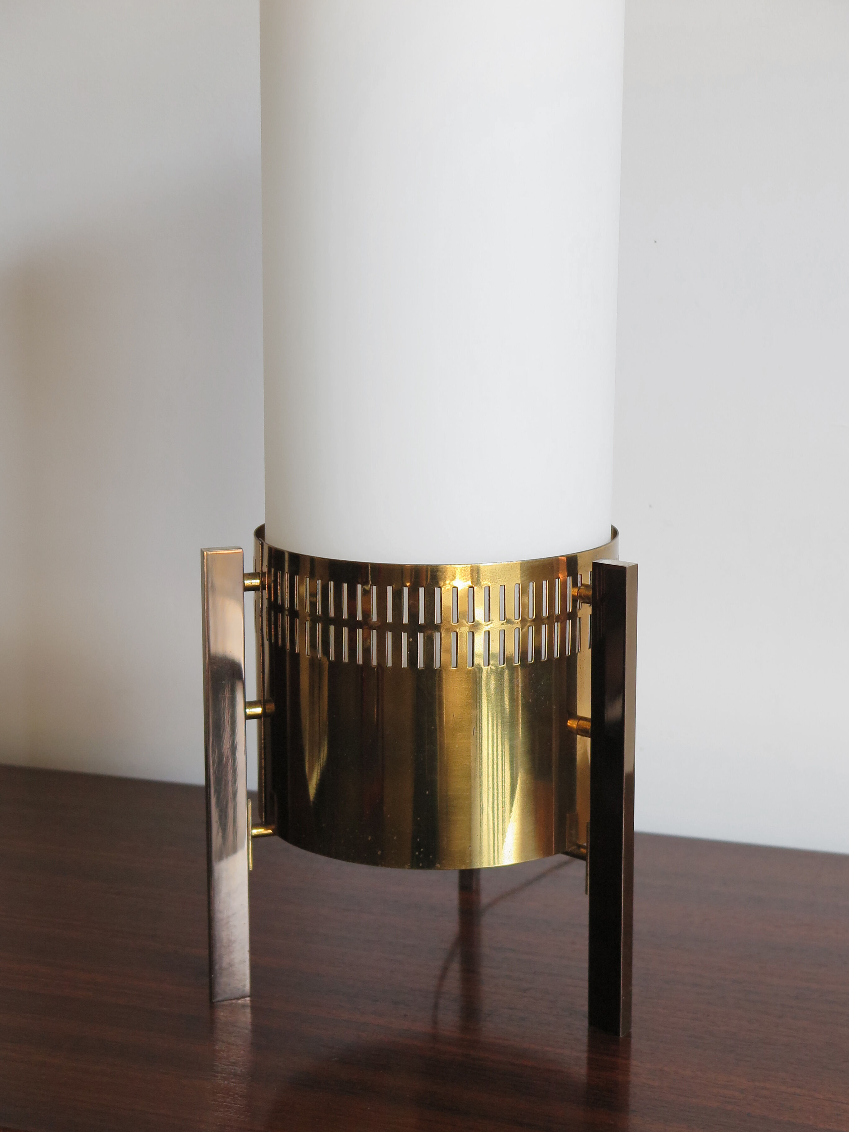 Stilnovo Italian brass glass table lamp 1950s