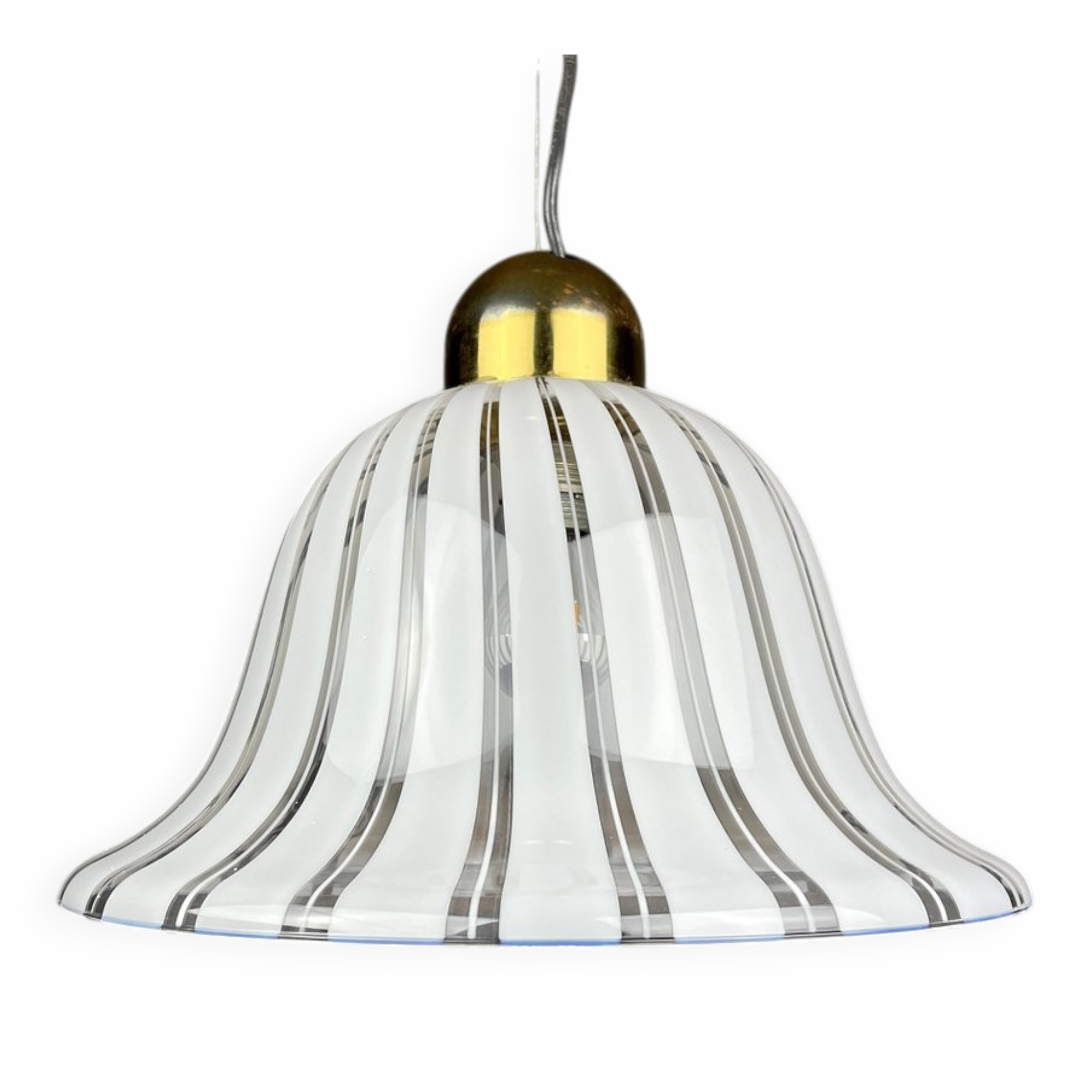 Vintage white Murano glass suspension, Italy, 1970s.