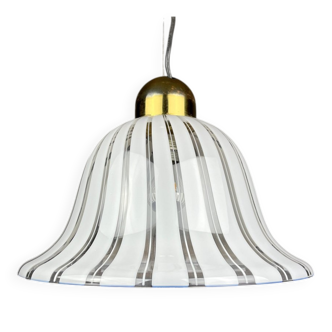 Vintage white Murano glass suspension, Italy, 1970s.