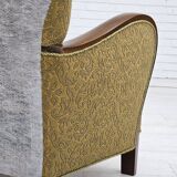 Années 1950-60, canapé danois 3 places, état d'origine, coton/laine, bois de hêtre.