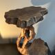 Old bedside table or plant holder vintage wood deco brutalist naturalist