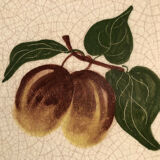 Empty cup pocket in cracked earthenware decoration plums signed Lauray
