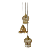 Vintage triple globe waterfall pendant light in amber glass