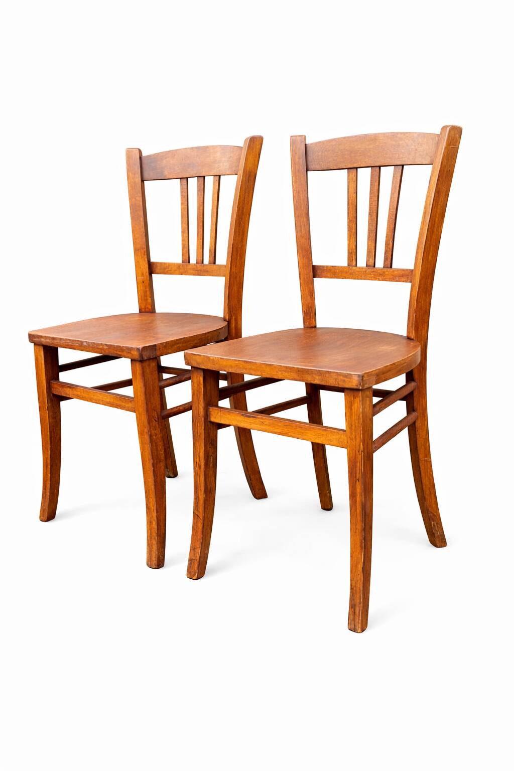 set of 4 curved wood chairs Baumann Restaurant Paris bistro 50s