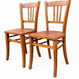 set of 4 curved wood chairs Baumann Restaurant Paris bistro 50s