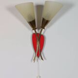 Vintage wall lamp from the 1950s in brass with flower decoration.