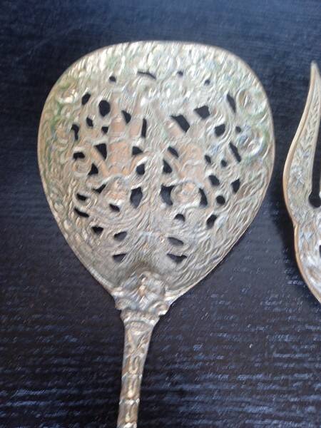 Ugo Bellini Vintage Silver Plated Bronze Cutlery / Serving Tongs