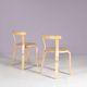 Chaises en pin modèle 68 d'Alvar Aalto des années 1950, ensemble de 2.