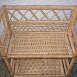 Rattan and wicker folding shelf