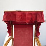 Poussette de poupée trés ancienne, en bois et osier