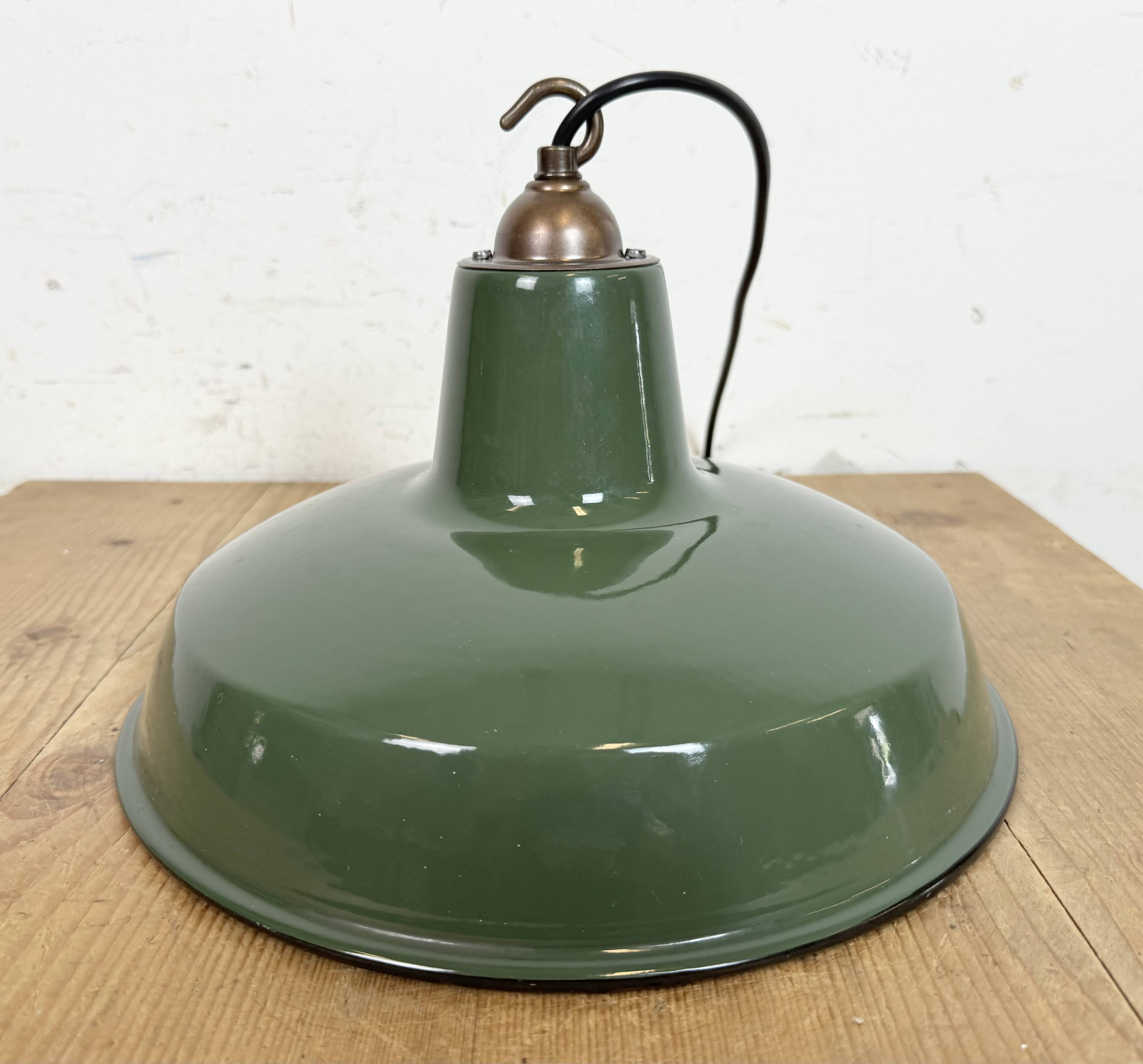 Industrial Green Enamel Factory Pendant Lamp from Multi Electrical Co,1960s