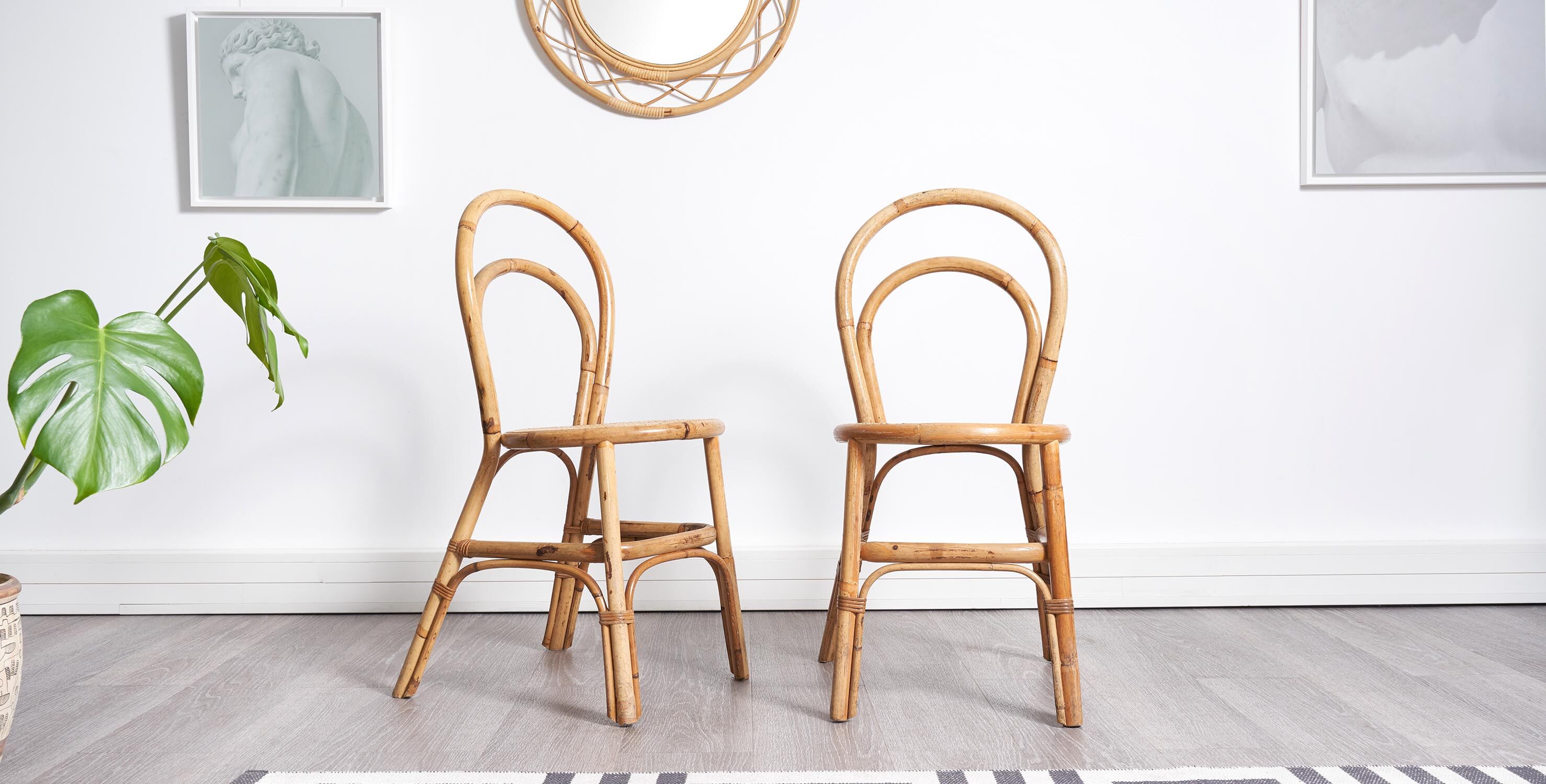 Pair of chairs bistro bamboo & rattan 1960